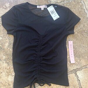 Crave Fame Womens/Juniors Ribbed Ruched Knit Top (Small)